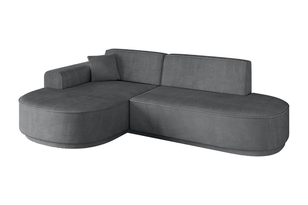 ECKSOFA Ottomane Links MARI-L1 - 232x163x73,5 cm Dunkelgrau Cord - Dunkelgrau/Schwarz, Holzwerkstoff/Kunststoff (163/234cm) - ALTDECOR