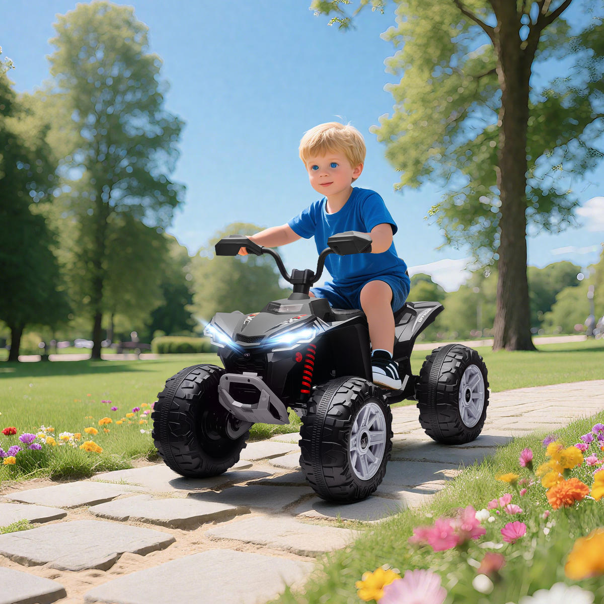 KINDER-ELEKTROQUAD 24V mit Vorwärts-, Rückwärtsfunktion, 2 Sitzer, Schwarz - Schwarz, Kunststoff (109/68.5/76cm) - AIYAPLAY