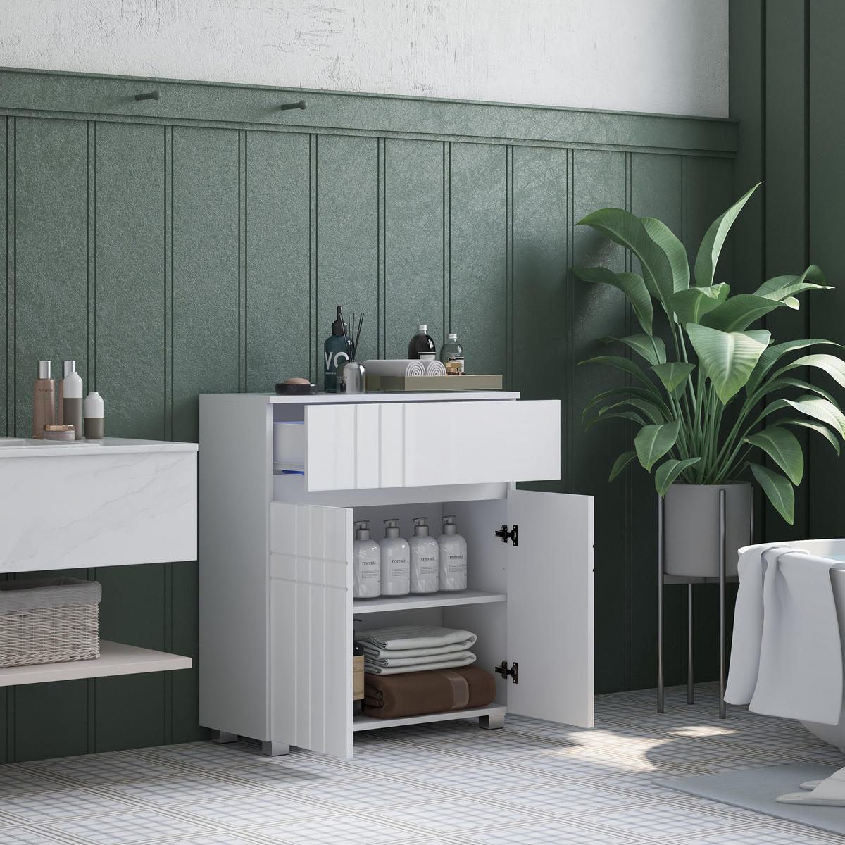 BADSCHRANK Weiß 60/30/80 cm - Weiß, Holzwerkstoff (60/80/30cm) - PANGIVO