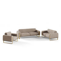 SOFASET Valerie 3-2-1 - Braun, Holzwerkstoff/Textil (228/79/90cm) - Fun Möbel
