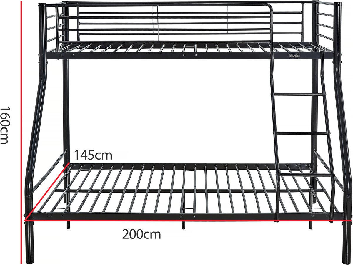 ETAGENBETT leo Schwarz - Schwarz, Metall (190/140cm) - Habitat Garten