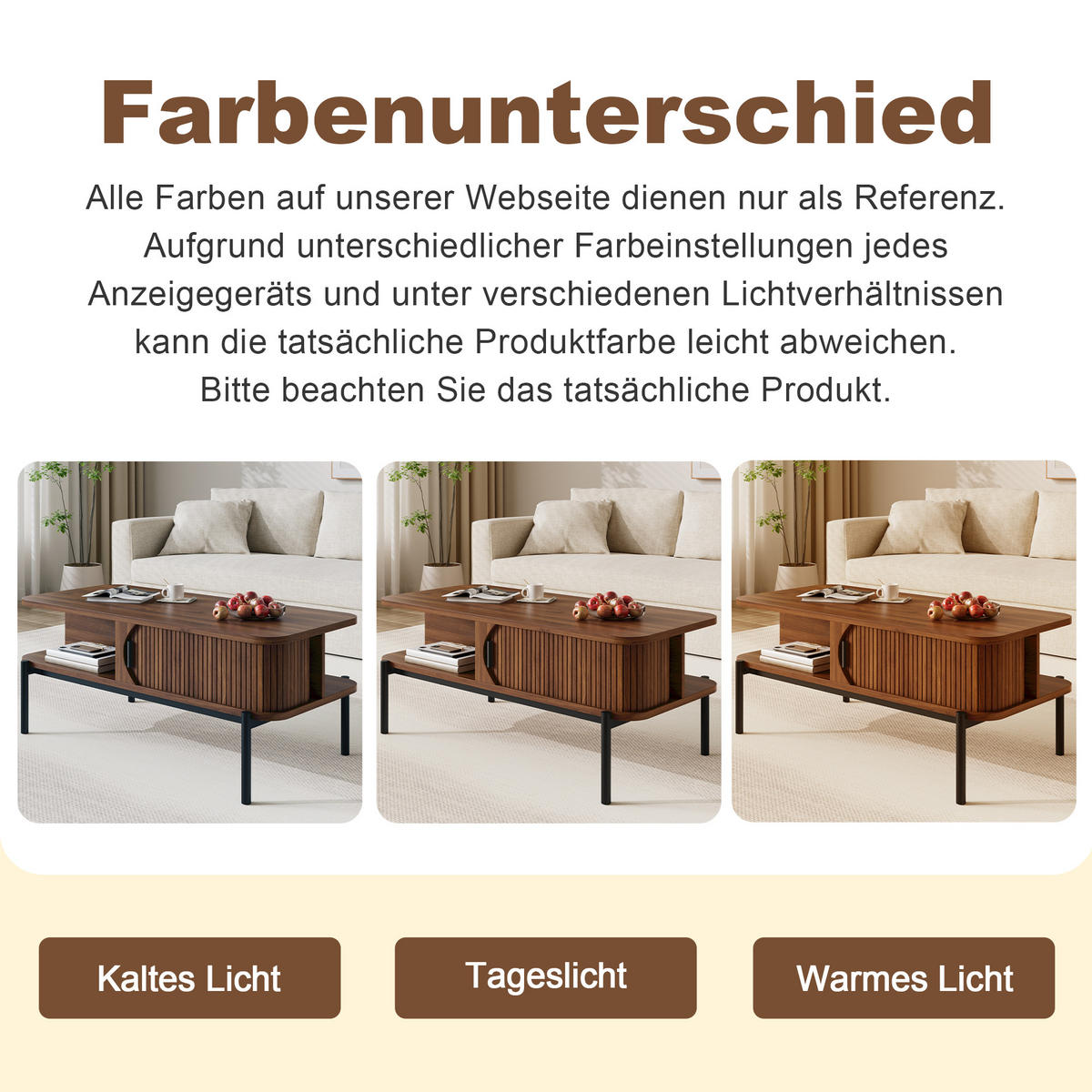 COUCHTISCH 100x45x43cm mit Stauraum und Schiebetüren - Walnussfarben, Holzwerkstoff (45/100/43cm) - FLIEKS