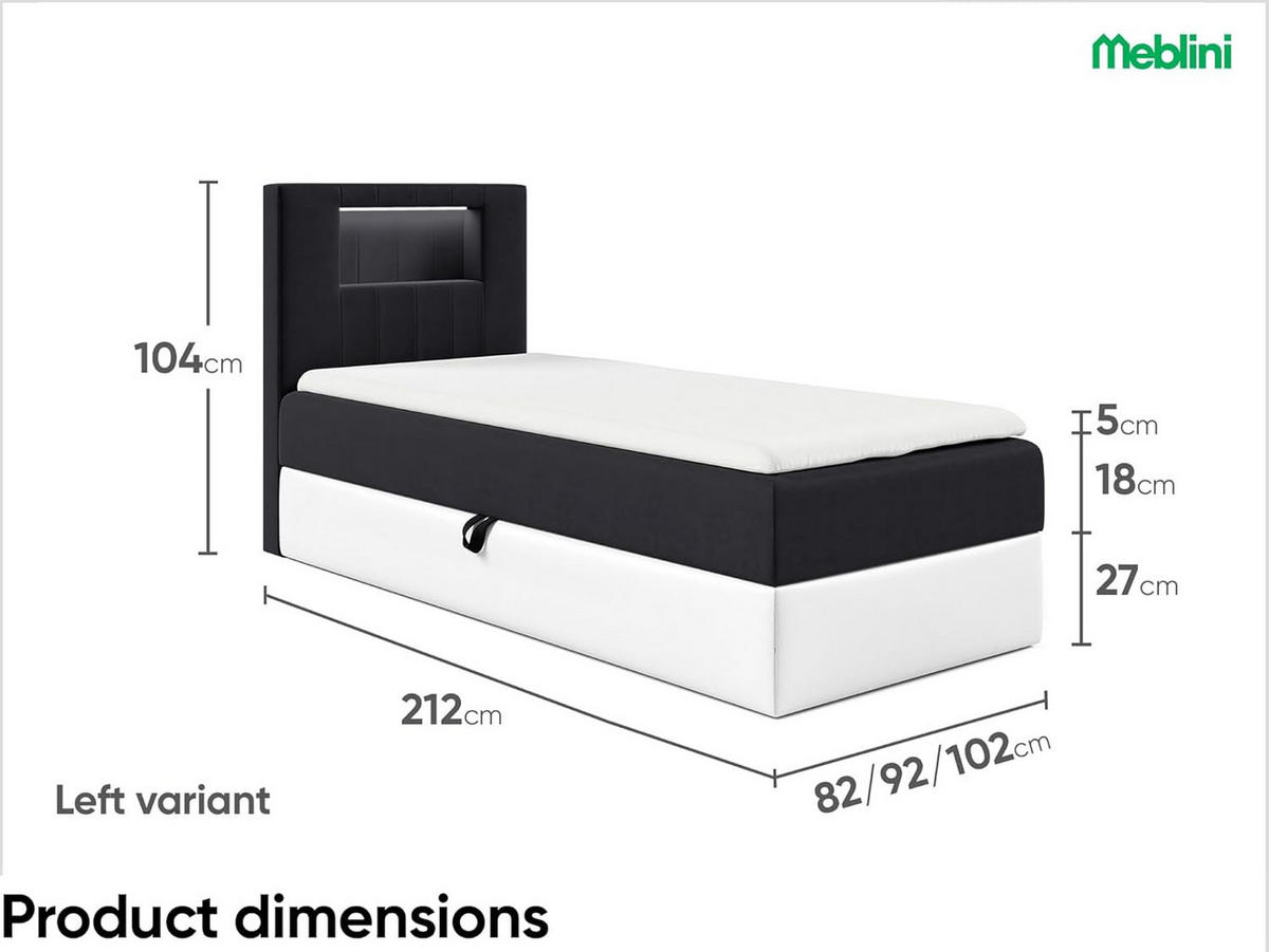 KINDERBETT GARETH 1 - Schwarz/Weiß, Holzwerkstoff (82/212cm) - Meblini