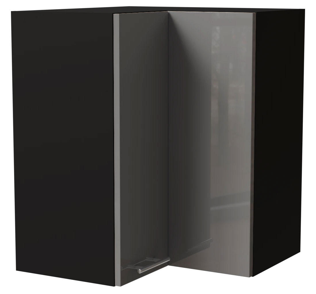 ECKHÄNGESCHRANK Essen W12/60 Grau Hochglanz / Schwarz Matt 60 / 60 / 72cm - Schwarz/Grau, Holz/Holzwerkstoff (60/72/60cm) - Feldmann-Wohnen