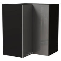 ECKHÄNGESCHRANK Essen W12/60 Grau Hochglanz / Schwarz Matt 60 / 60 / 72cm - Schwarz/Grau, Holz/Holzwerkstoff (60/72/60cm) - Feldmann-Wohnen