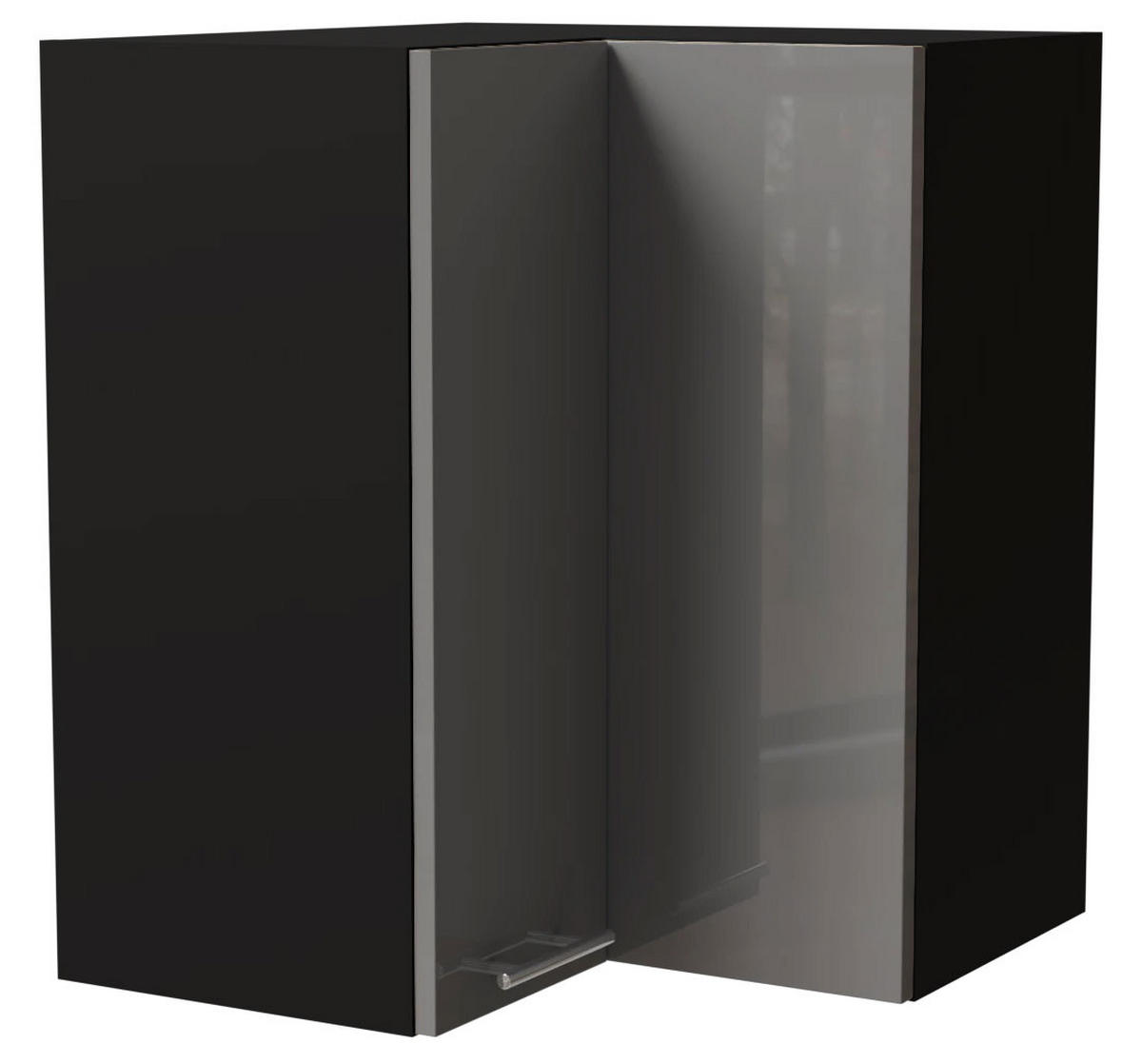 ECKHÄNGESCHRANK Essen W12/60 Grau Hochglanz / Schwarz Matt 60 / 60 / 72cm - Schwarz/Grau, Holz/Holzwerkstoff (60/72/60cm) - Feldmann-Wohnen