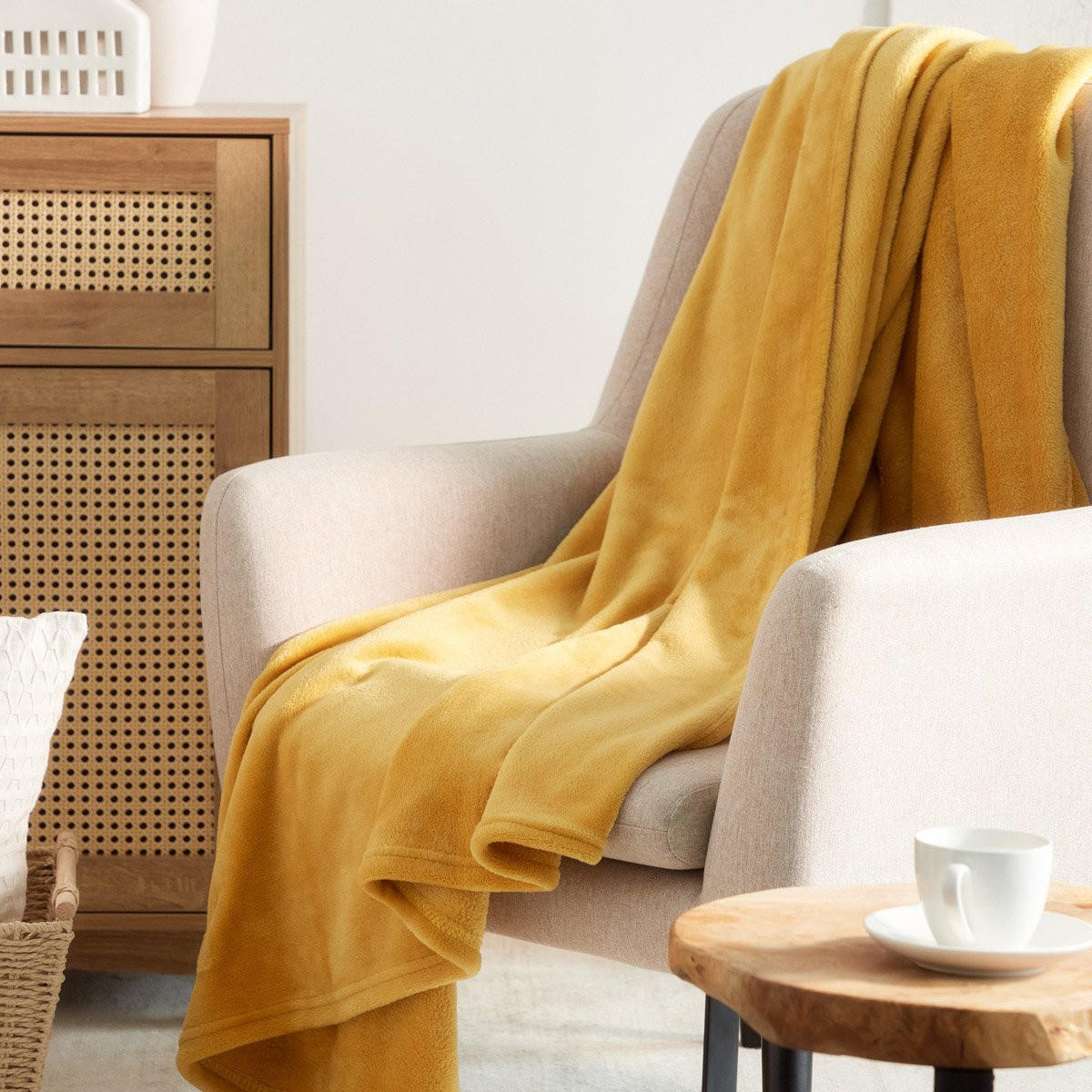 DECKE Rote Senf 150/200 cm - Gelb, Textil (150/200cm) - Homla