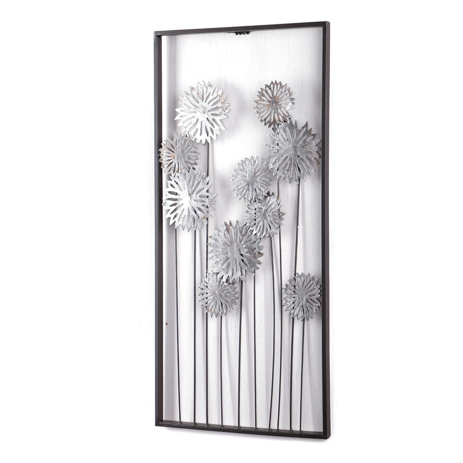 WANDDEKO PURE FLOWERS Metall silber/braun - Silberfarben, Metall (31/62/2cm) - DESIGN DELIGHTS