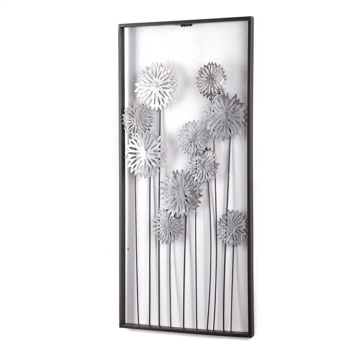 WANDDEKO PURE FLOWERS Metall silber/braun - Silberfarben, Metall (31/62/2cm) - DESIGN DELIGHTS