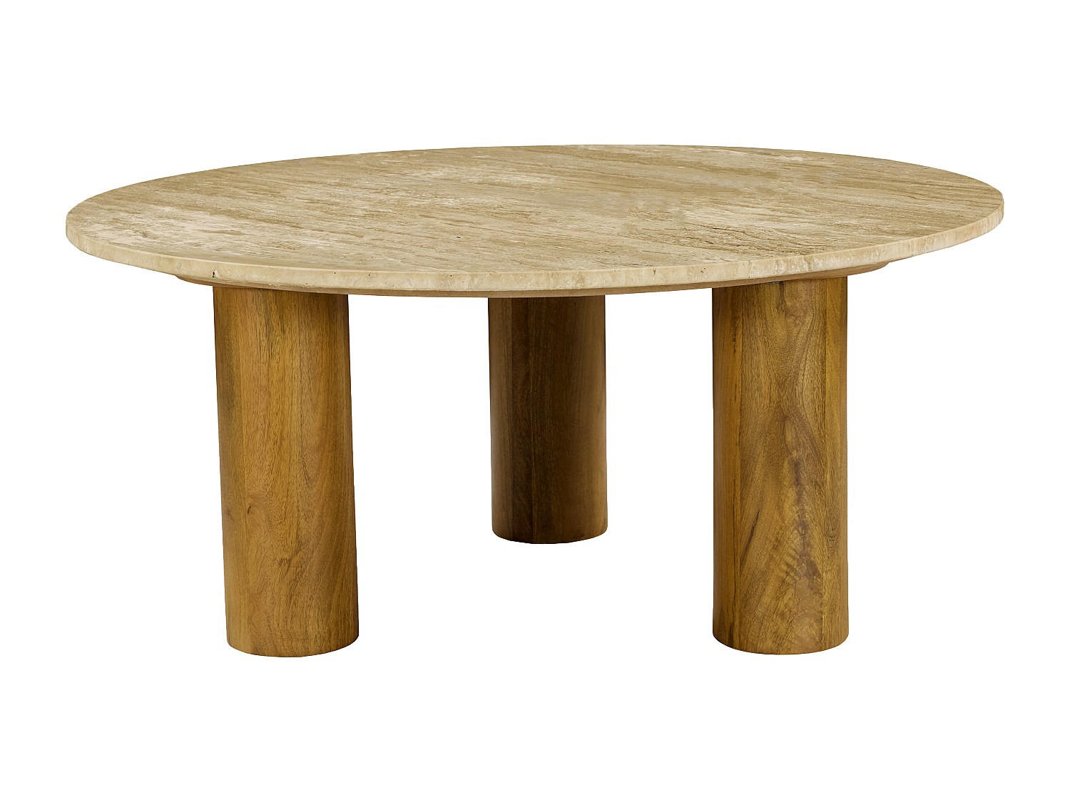 COUCHTISCH - 90 cm x 90 cm - Stein - Beige LISAVOK - Beige, Stein (90/90/40.5cm) - Vente-Unique