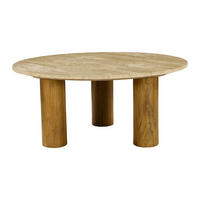 COUCHTISCH - 90 cm x 90 cm - Stein - Beige LISAVOK - Beige, Stein (90/90/40.5cm) - Vente-Unique