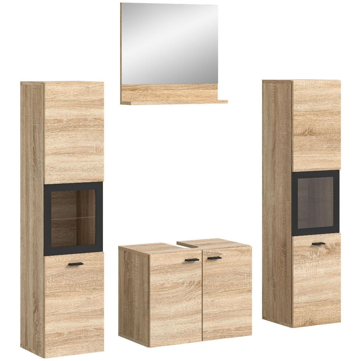 BADMÖBEL-SET Boston/Tampa 33/137/186 cm - Braun, Holzwerkstoff (137/186/33cm) - Xonox