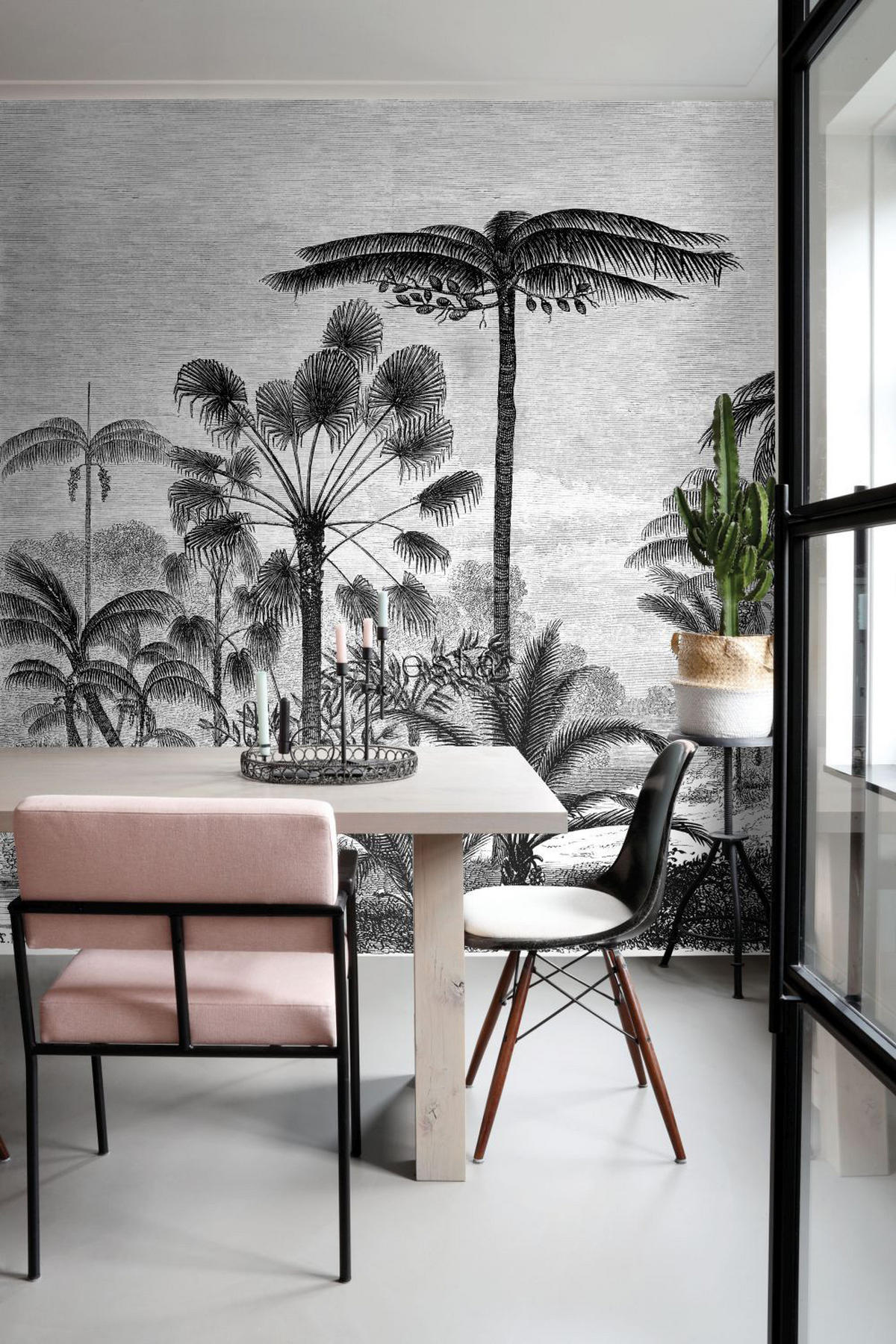 FOTOTAPETE tropische Landschaft mit Palmen 350 x 279 cm - Schwarz, Papier (350/279cm) - ESTAhome