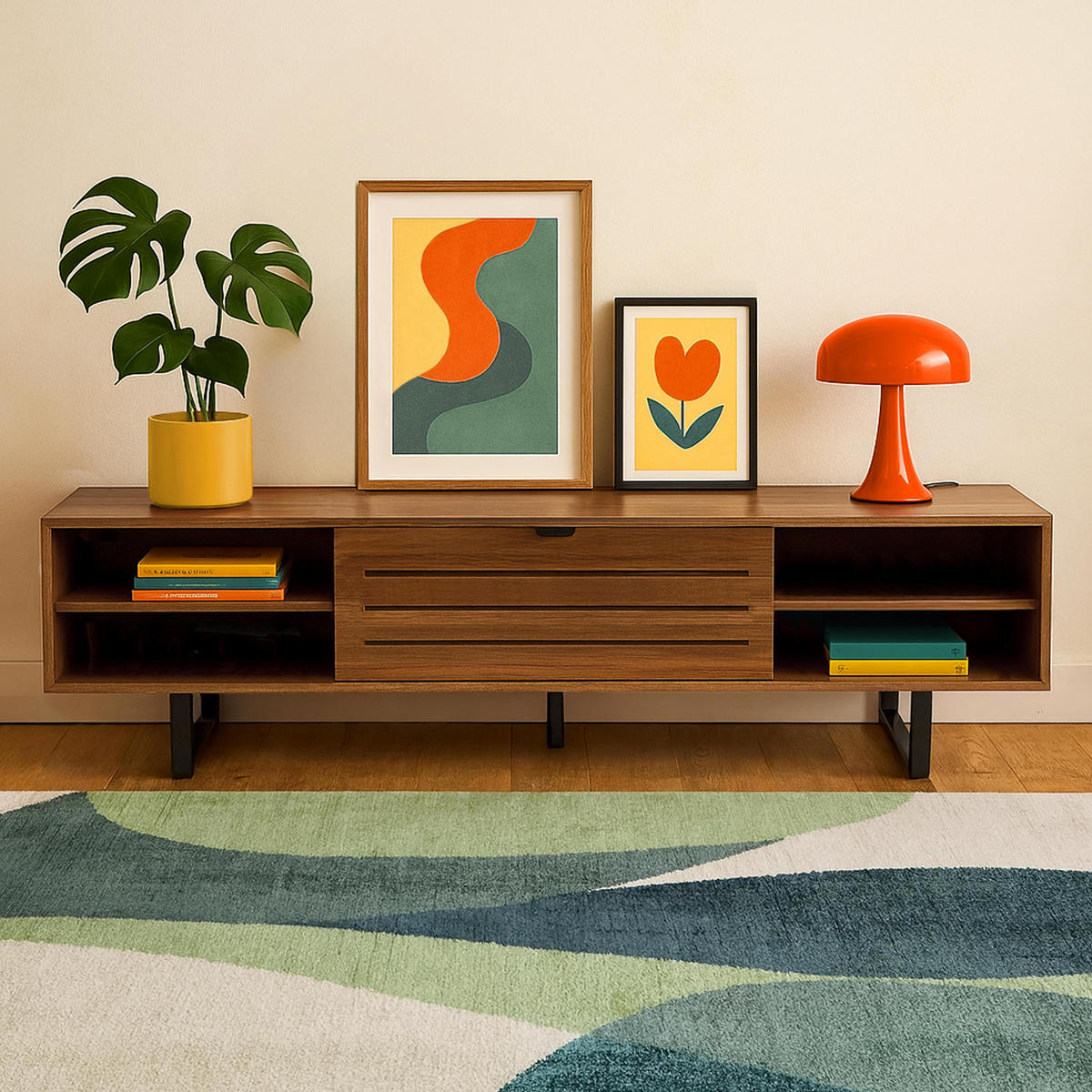 TV-SCHRANK, dunkles Holzeffekt - Braun, Holz (40/35/160cm) - Oviala