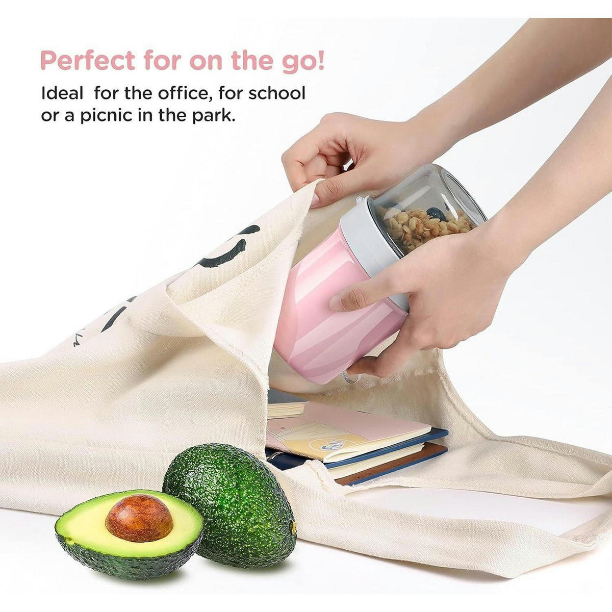 MÜSLIBECHER to Go 560ml+310ml Auslaufsicher Morandi Pink - Pink, Kunststoff (9.7/17.5/9.7cm)