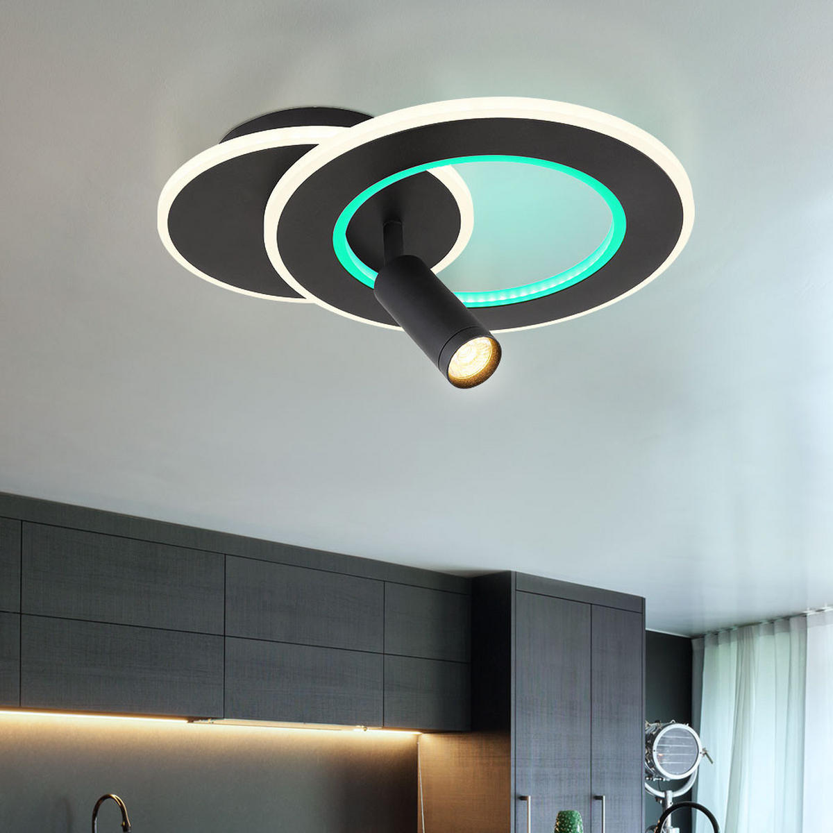 LED DECKENLEUCHTE MARIAN Schwarz Metall - Schwarz, Metall (36.5/29.2/13.5cm) - Globo Lighting