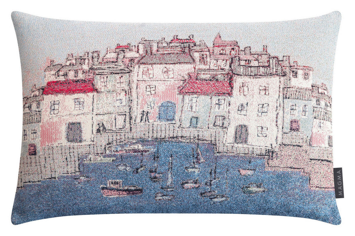 KISSENHÜLLE Biarritz - Blau, Textil (60/40cm) - Magma Heimtexx