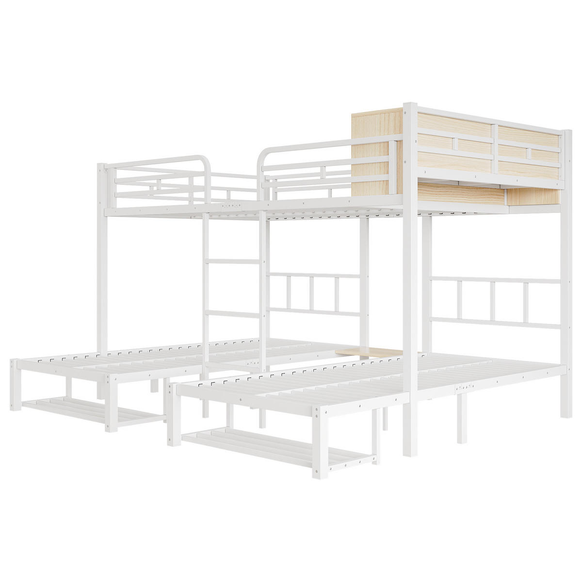ETAGENBETT 140/200 und 2 x 90/200 cm, DE-41756, in Weiß - Weiß, Metall (140/200cm) - ComfortXL