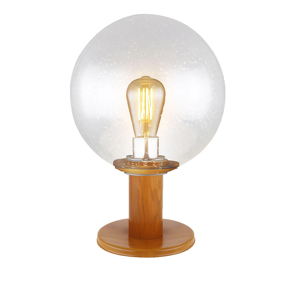 LED SOCKELLEUCHTE Holzoptik Braun klar - Braun, Glas (25/25/38cm) - Globo Lighting
