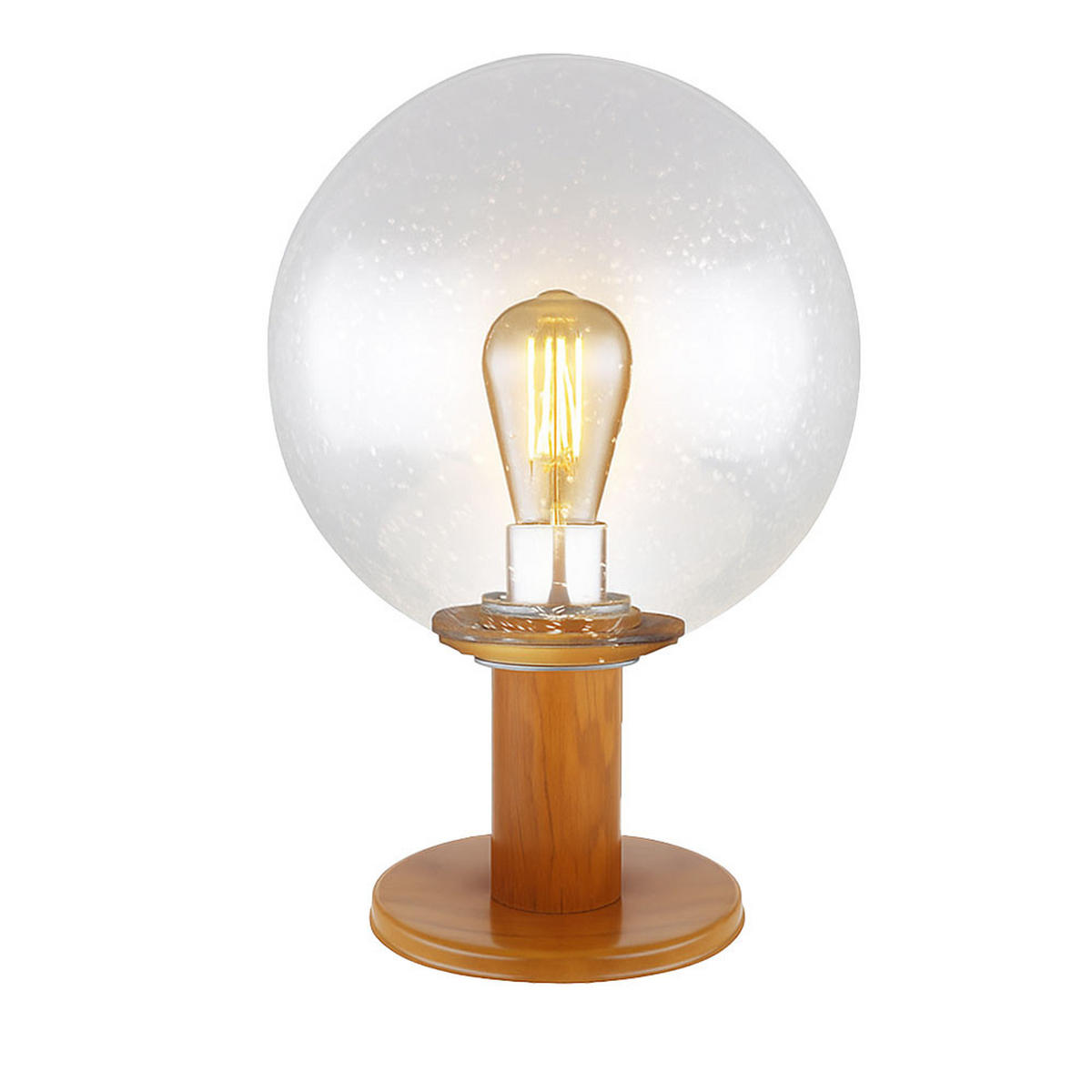 LED SOCKELLEUCHTE Holzoptik Braun klar - Braun, Glas (25/25/38cm) - Globo Lighting