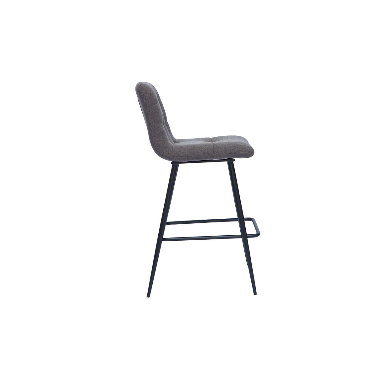 BARHOCKER Grauer Stoff Metall H65 cm 2er-Set ESCAPE - Dunkelgrau, Textil (54/93/43cm) - Miliboo