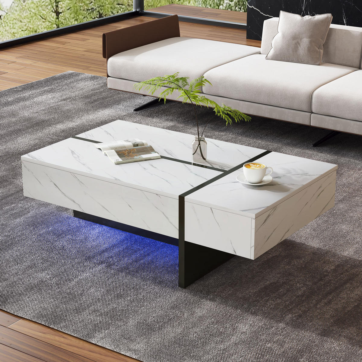 COUCHTISCH Weiß 105/60/35 cm - Weiß, Holzwerkstoff (60/105/35cm) - PANGIVO