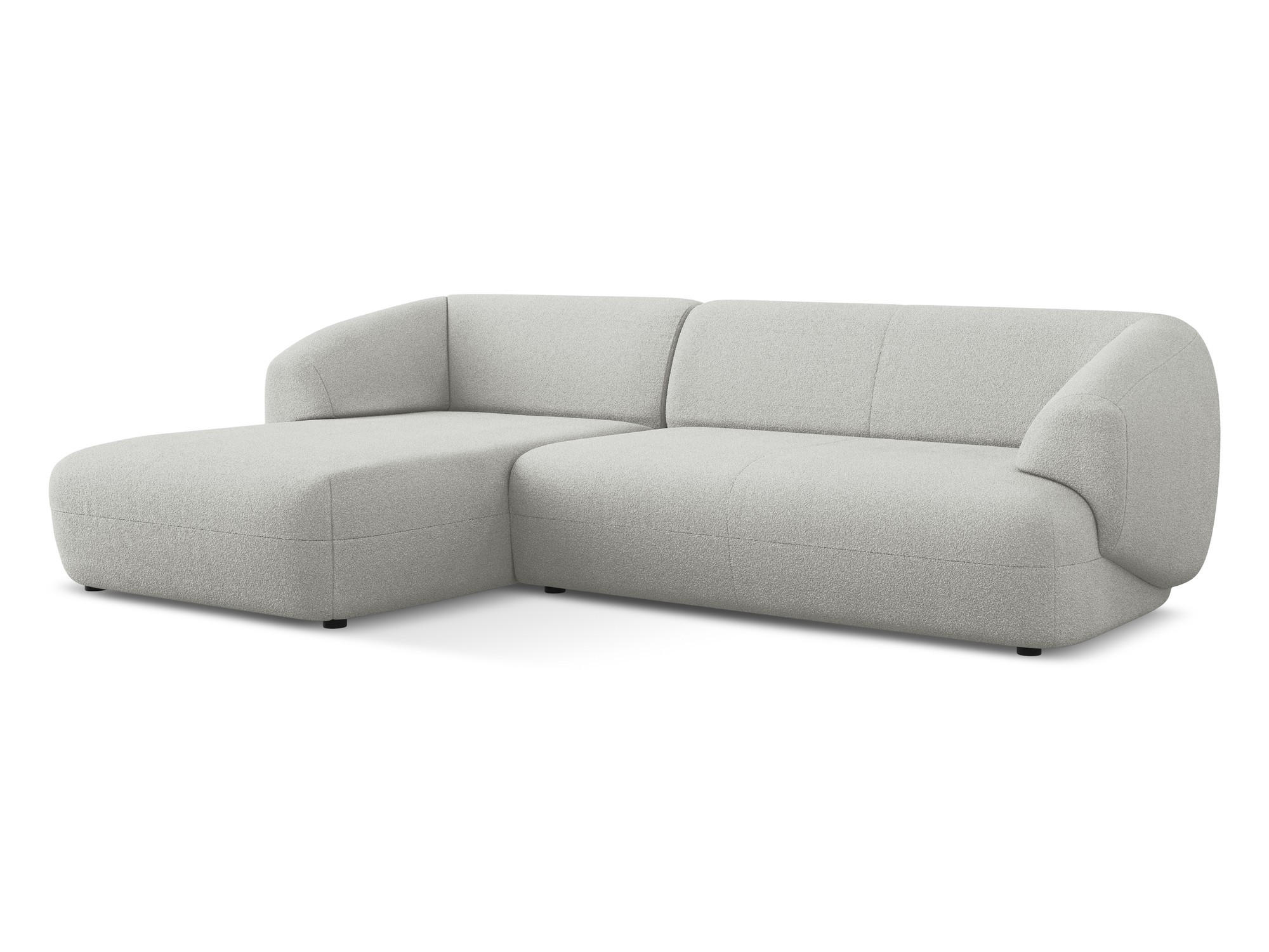 ECKSOFA Links Bouclé Stoff Grau - Hellgrau/Schwarz, Kunststoff/Textil (156/280cm) - Makamii
