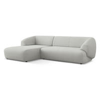 ECKSOFA Links Bouclé Stoff Grau - Hellgrau/Schwarz, Kunststoff/Textil (156/280cm) - Makamii