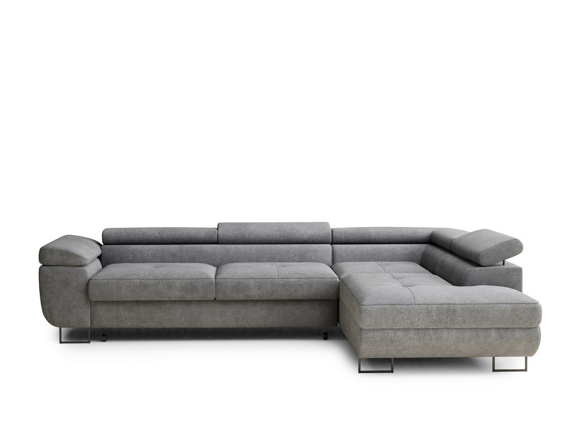 ECKSOFA Concord Grau Chenille-Stoff - Rechts Seite - Schwarz/Grau, Holz/Holzwerkstoff (277/203cm) - Maison de Reve