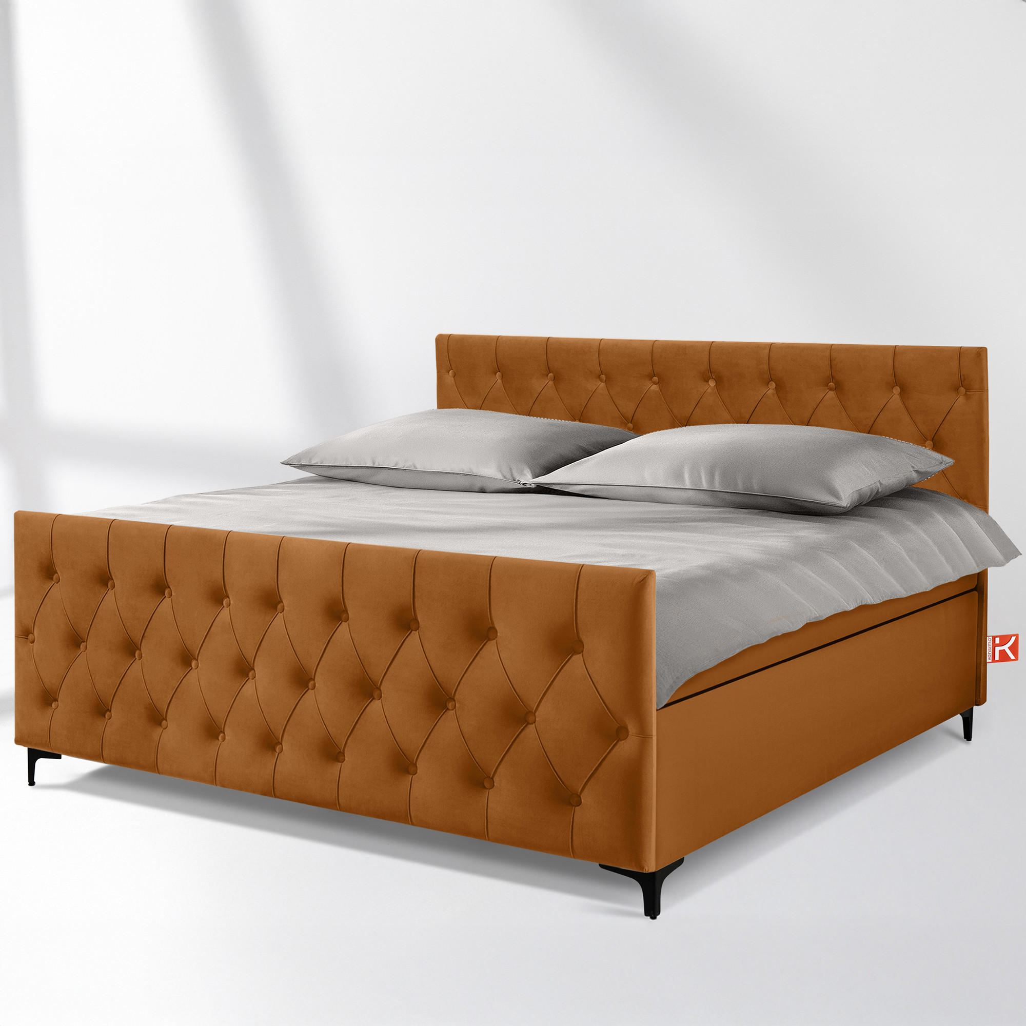 POLSTERBETT ARDEA, Rot - Rotbraun/Schwarz, Holz/Holzwerkstoff (180/200cm) - KONSIMO®