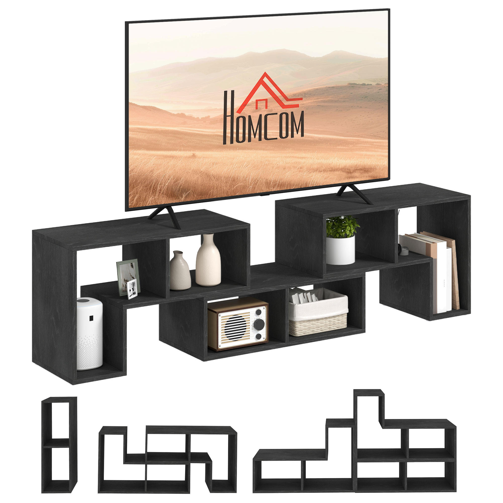 TV-MÖBEL Schwarz 1 Stück - Schwarz, Holzwerkstoff (180/44/30.5cm) - GiPP