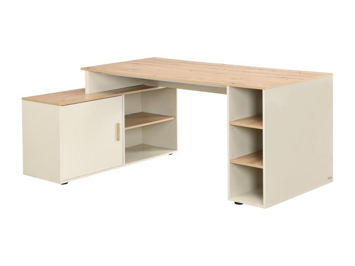 ECKSCHREIBTISCH mit Stauraum - MDF - Beige und Natur - ROMIARA - Beige, Holz (174/120/76cm) - Vente-Unique
