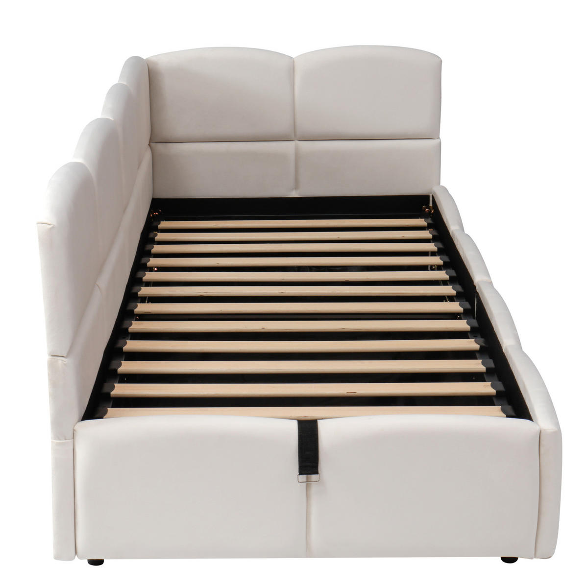 POLSTERBETT aus Samt 90x200 cm in Beige mit Stauraum & USB-Anschlüssen - Beige, Textil (90/200cm) - Modfu