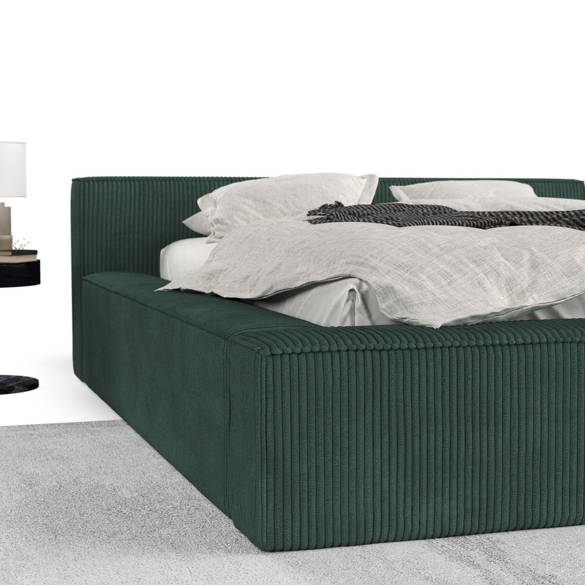 POLSTERBETT Casto mit Stauraum 160/200 cm Grün im Poso Stoff - Schwarz/Naturfarben, Holz/Holzwerkstoff (160/200cm) - AltaBeds