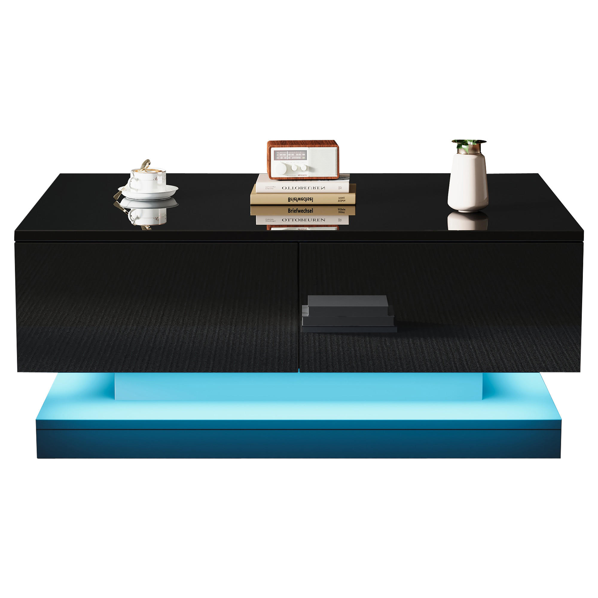 COUCHTISCH DE-147 Schwarz mit LED-Beleuchtung - Schwarz, Holzwerkstoff (50/90/38cm) - ComfortXL