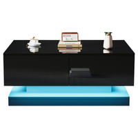 COUCHTISCH DE-147 Schwarz mit LED-Beleuchtung - Schwarz, Holzwerkstoff (50/90/38cm) - ComfortXL