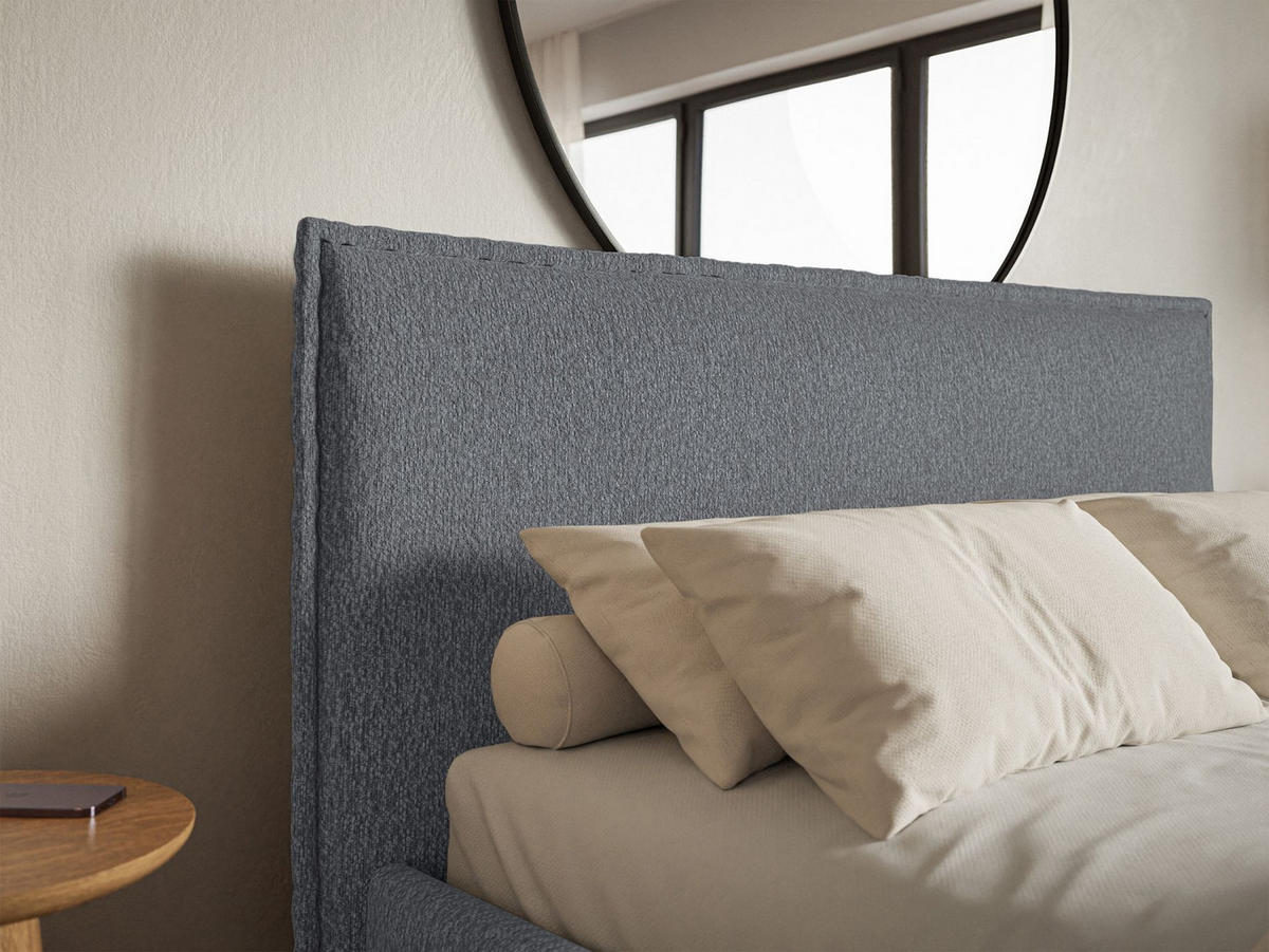 POLSTERBETT Softie Slim Graphit Chenille 160x200 - Graphitfarben, Textil (160/200cm) - Selsey