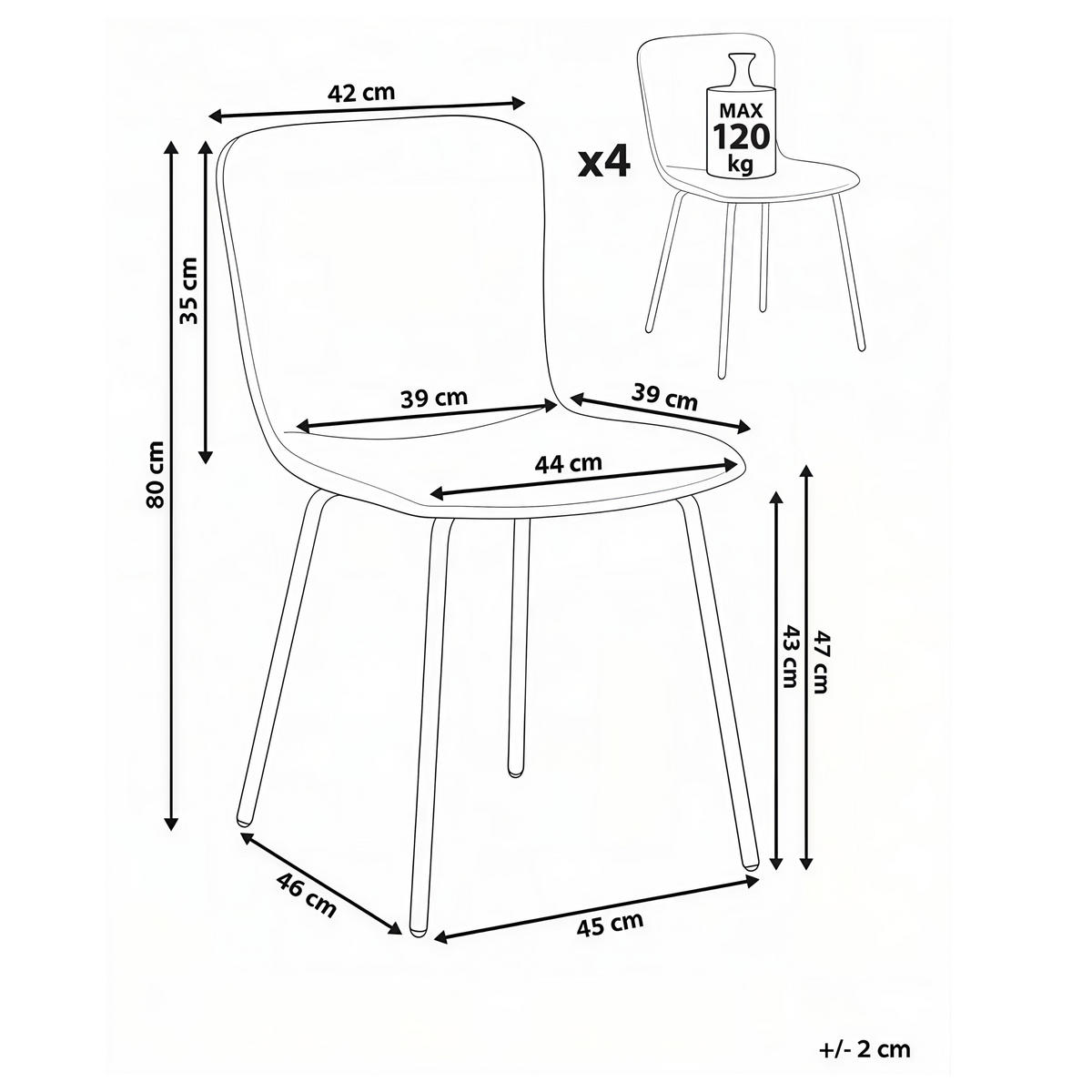ESSZIMMERSTUHL 4er-Set Mintgrün Caldwell - Schwarz/Mintgrün, Textil (45/80/46cm) - Beliani