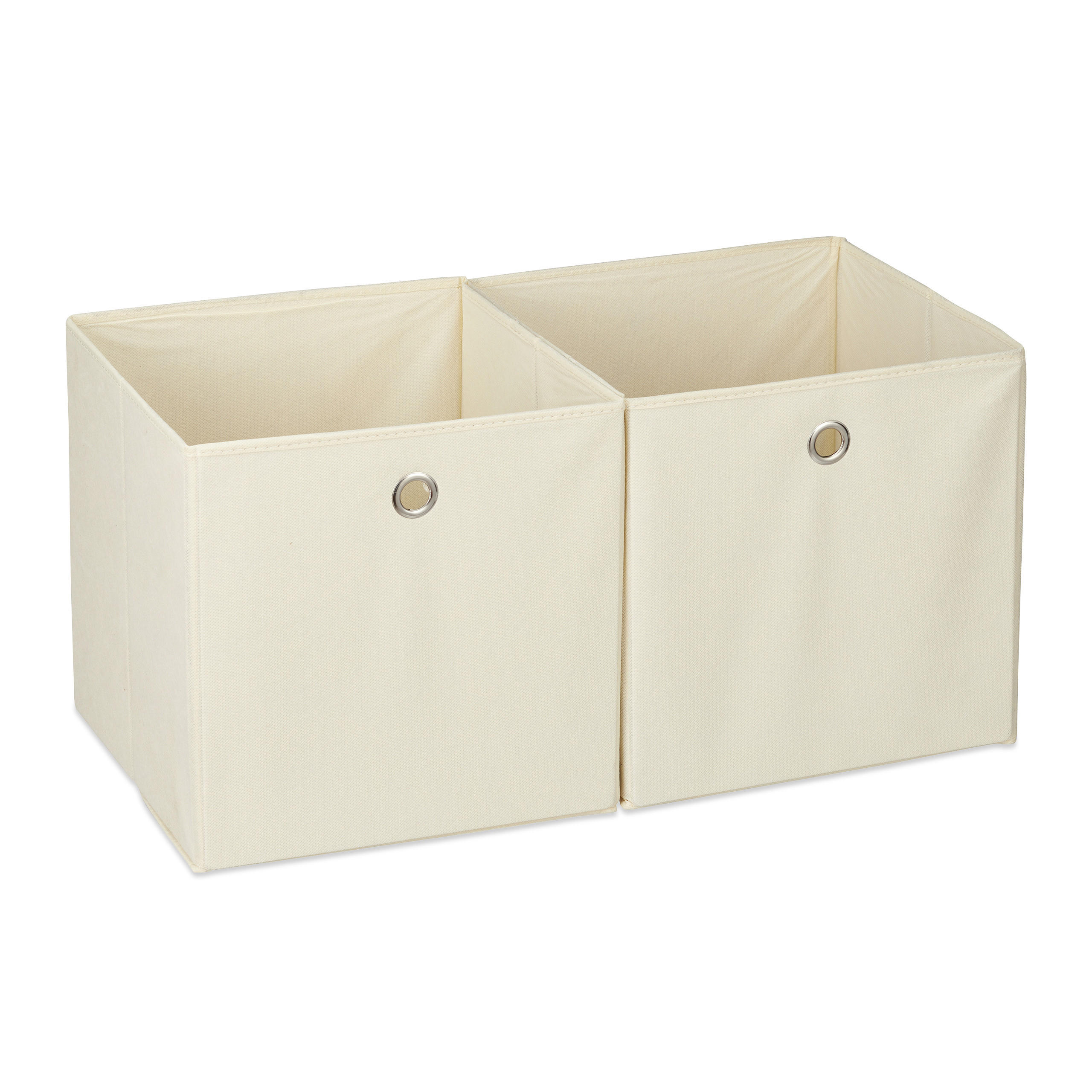 2XAUFBEWAHRUNGSBOX - Beige, Wellpappe/Textil (30/30/30cm) - Relaxdays
