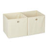 2XAUFBEWAHRUNGSBOX - Beige, Wellpappe/Textil (30/30/30cm) - Relaxdays