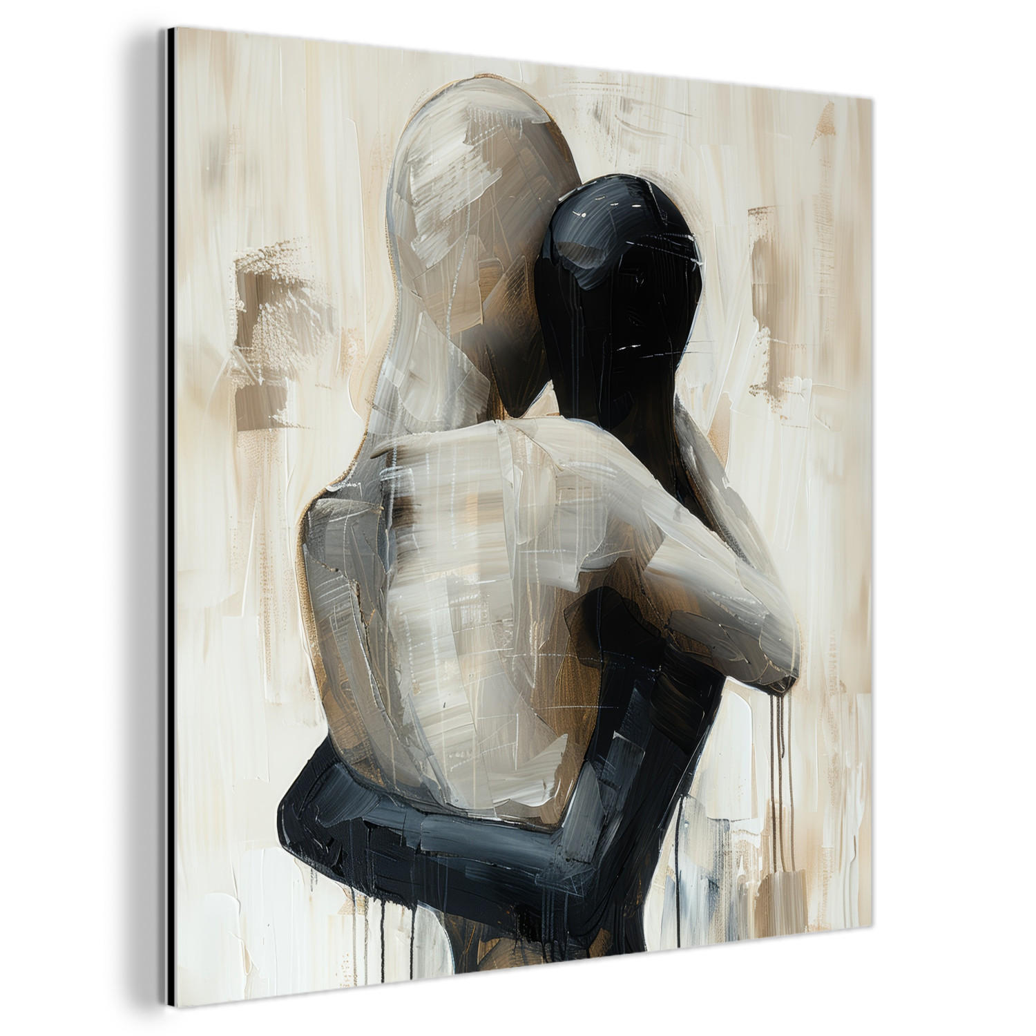 METALLBILD Abstrakt - Liebe - Schwarz und weiß - Modern 20x20 cm - Schwarz, Metall (20/20cm) - MuchoWow