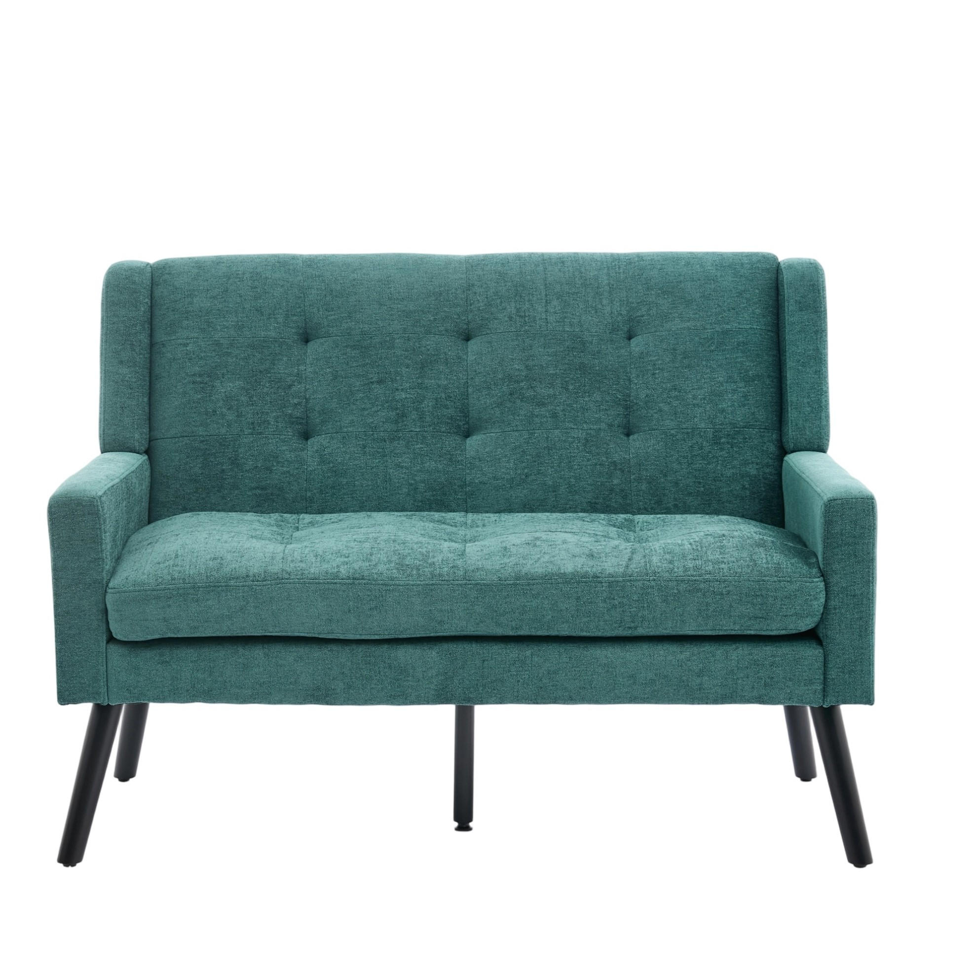 2-SITZER 120/75/88 cm Retro Grün aus Leinen mit Knopfpolsterung - Waldgrün, Textil (75/88/120cm) - OKMYHOME