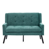 2-SITZER 120/75/88 cm Retro Grün aus Leinen mit Knopfpolsterung - Waldgrün, Textil (75/88/120cm) - OKMYHOME