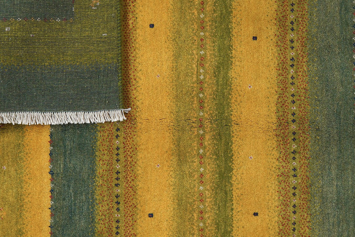 GABBEH-TEPPICH handgeknüpft Rizbaf Grün 199/155 cm Schurwolle - Grün, Textil (155/199cm) - Looma