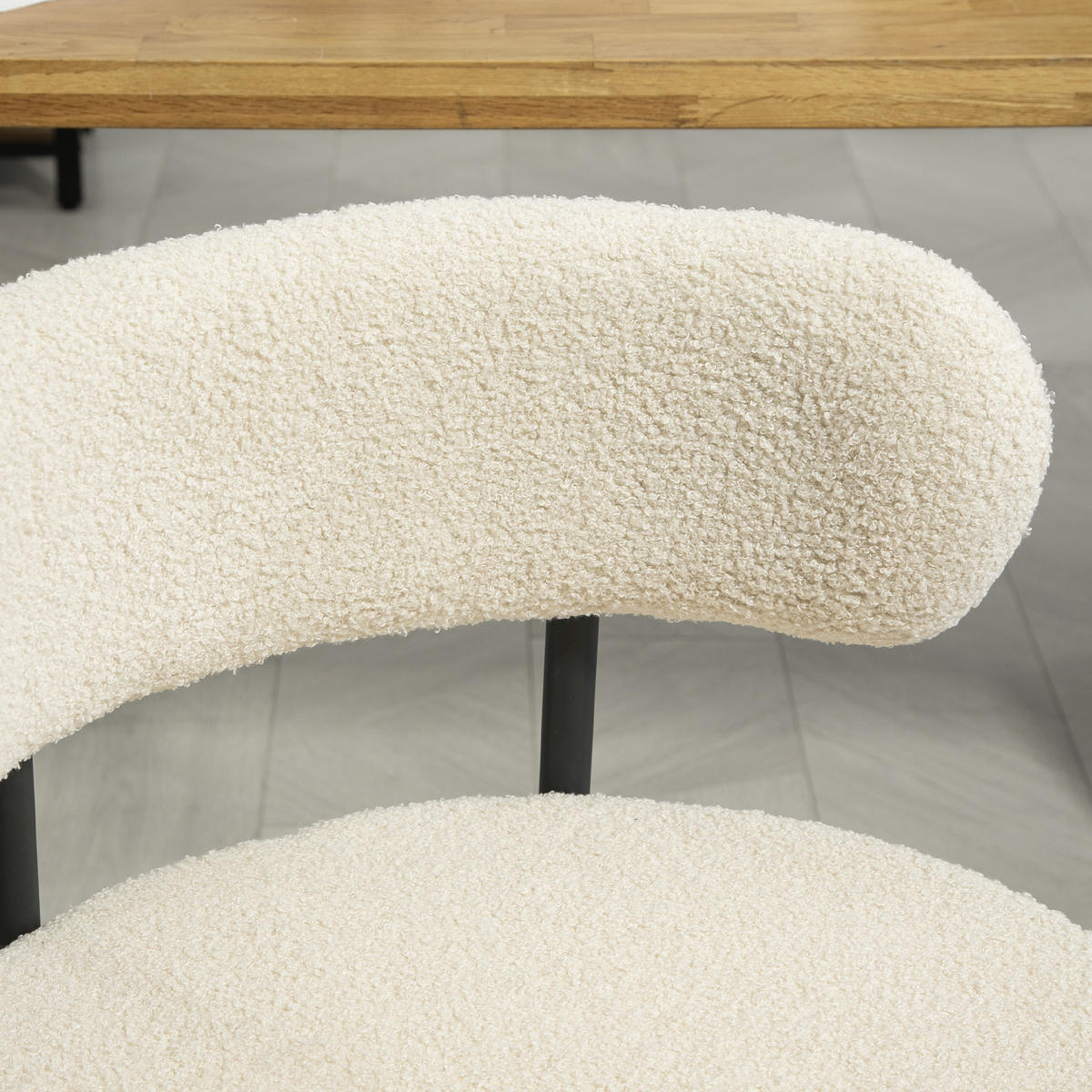 ESSZIMMERSTÜHLE 2er-Set DE-13233 Bouclé-Stoff & Stahlbeine Beige - Beige, Metall (51/76/51cm) - ComfortXL
