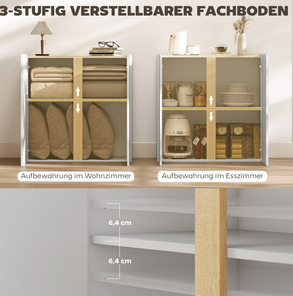 SIDEBOARD 80/40/80 cm Weiß aus Holz mit Soft-Close-Türen - Weiß, Holz (80/80/40cm) - OKWISH