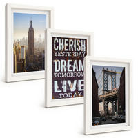 BILDER SET 3er Set - 20x30 cm Weißer Rahmen - Zitat über New Yorker Landschaften - Weiß, Kunststoff (20/30cm) - TULUP
