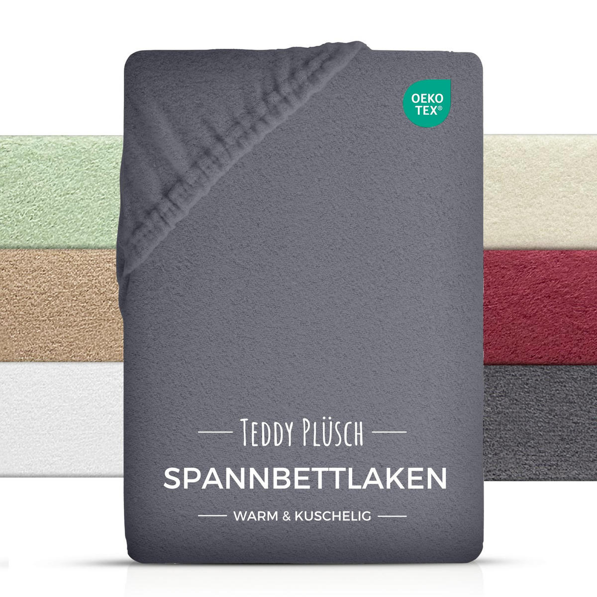 TEDDY-PLÜSCH-SPANNBETTLAKEN 180x200 cm Warmes Winter Bettlaken Anthrazit - Anthrazit, Textil (180/200cm) - Carpe Sonno