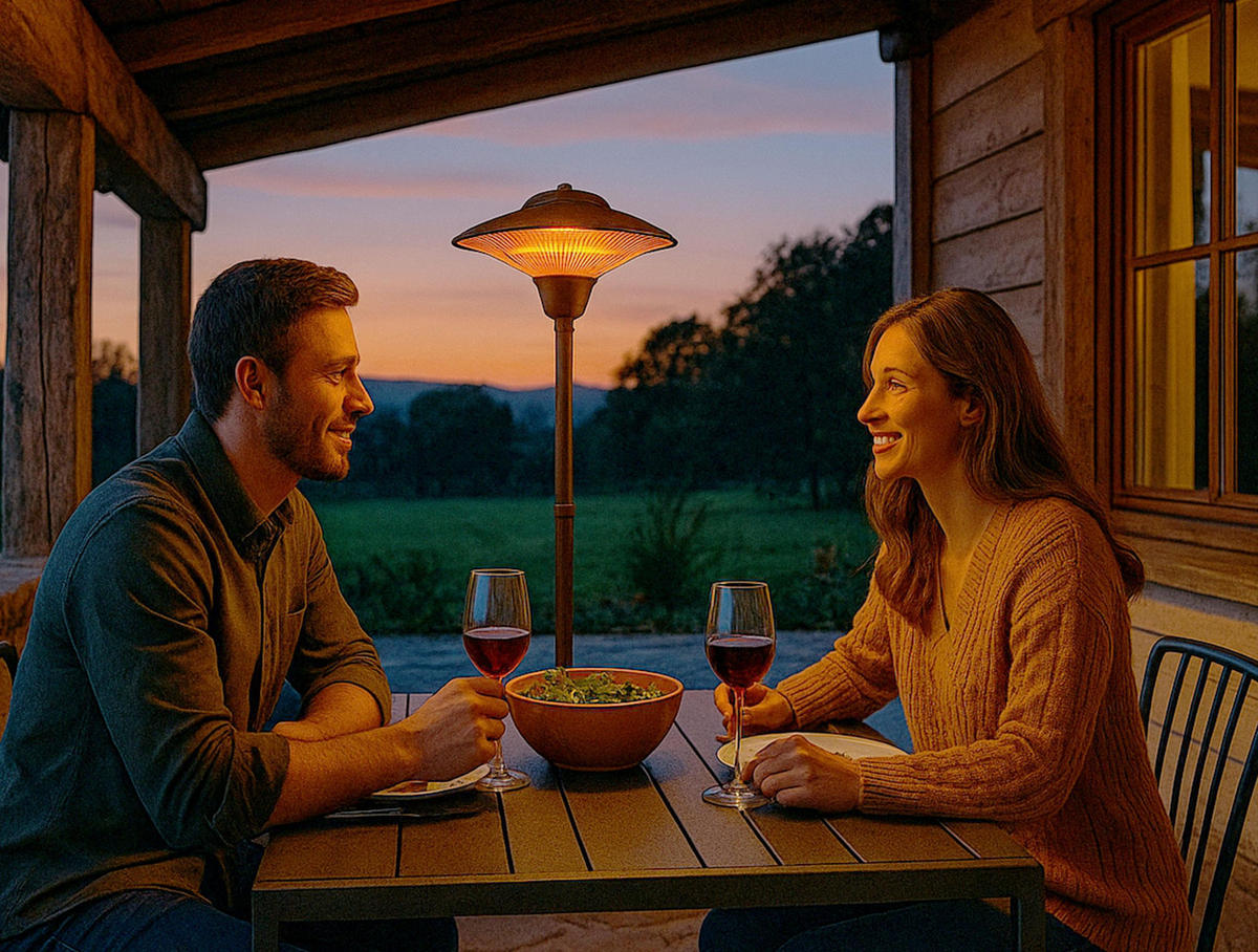 HALOGEN-HEIZUNG auf Standfuß Schwarz outdoortauglich und höhenverstellbar 1500 W - Schwarz, Kunststoff/Metall (51/200/51cm) - Purline