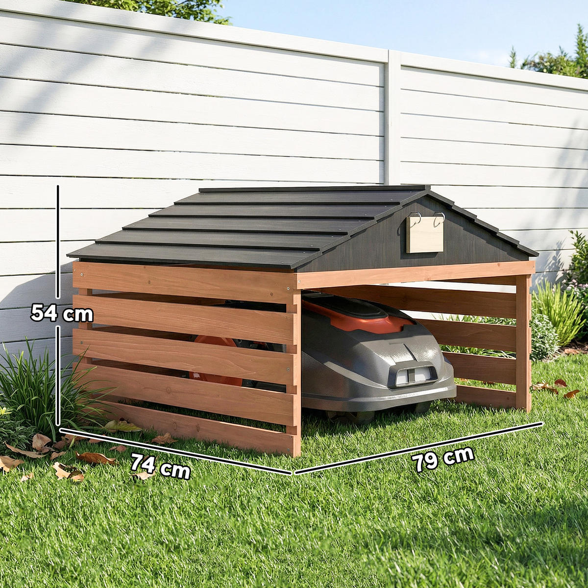 MÄHROBOTER-GARAGE Tannenholz Rotbraun - Rotbraun, Holz (74/54/79cm) - Outsunny